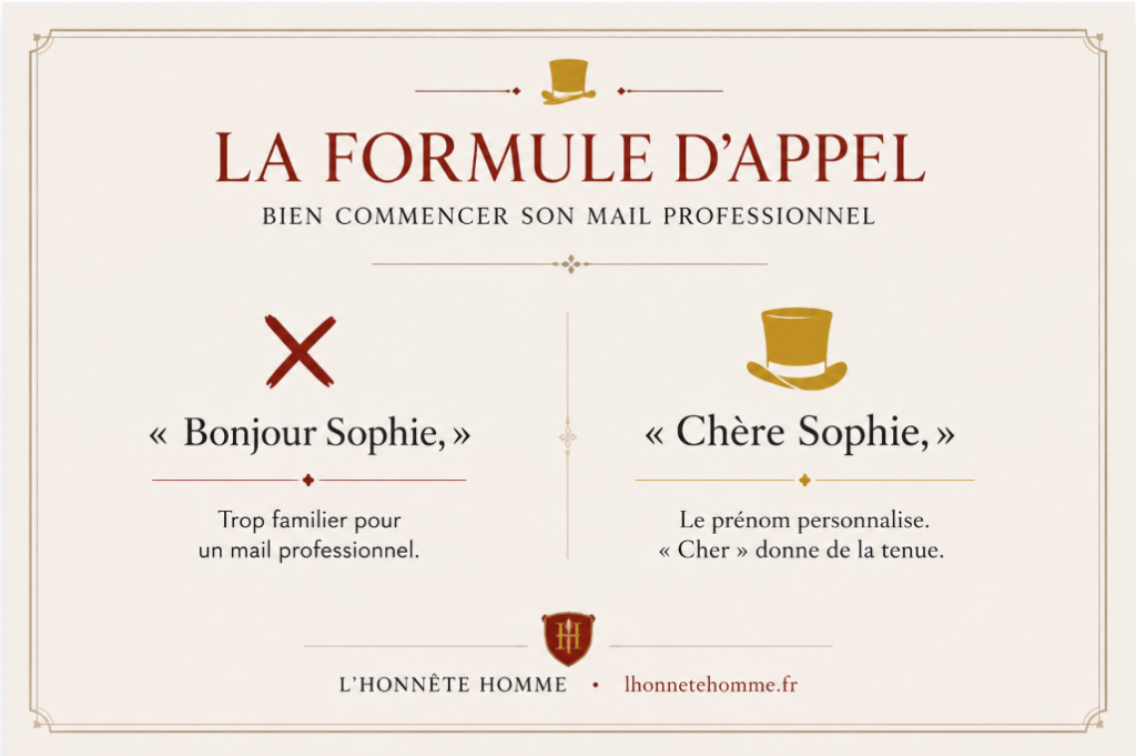 Formule d’appel d’un mail professionnel : préférer « Chère Sophie » à « Bonjour Sophie »