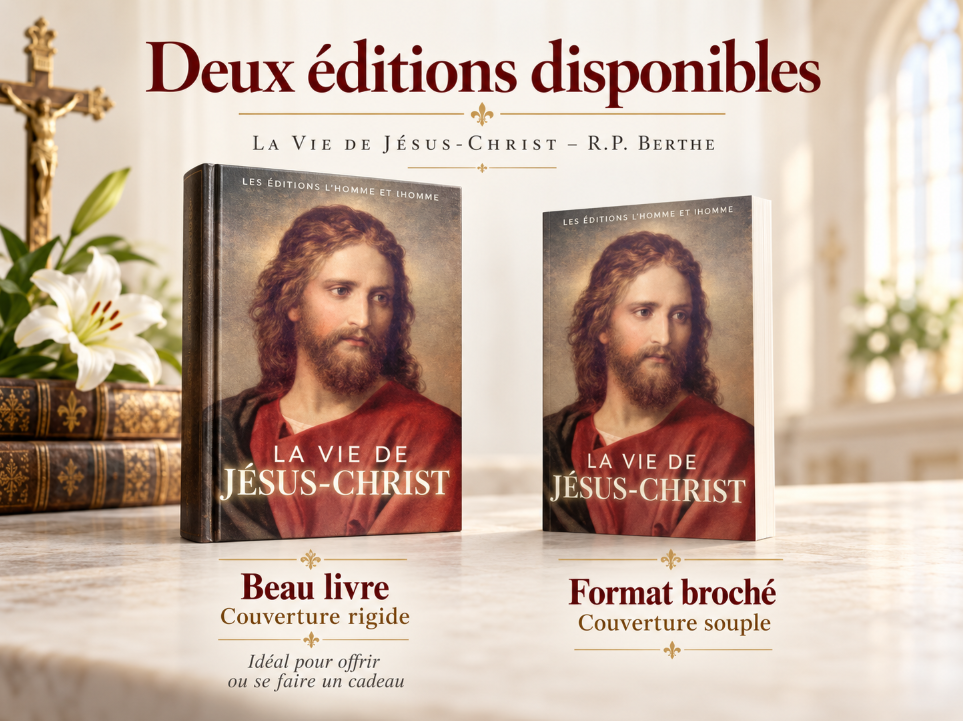 La Vie de Jésus-Christ du R.P. Berthe en deux formats : relié et broché.